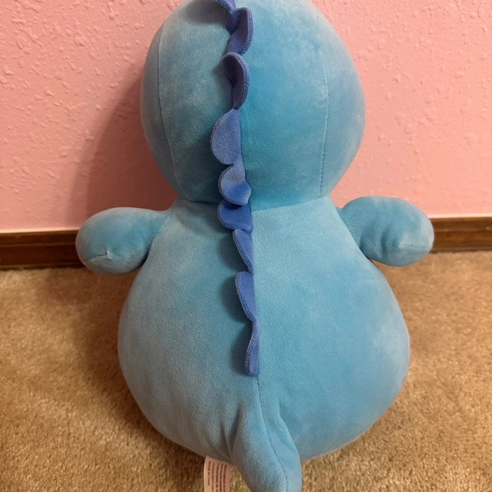 GREENBRIER Blue Dinosaur 12” Plush Sewn Eyes Squishy Pillow Decor Stuffed Toy